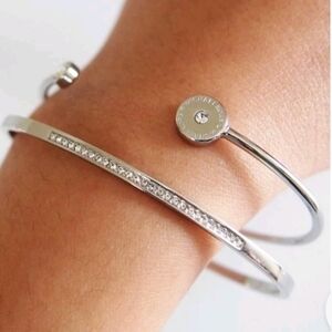 Michael KORS SILVER Cuff Crydtal Pave Bracelets